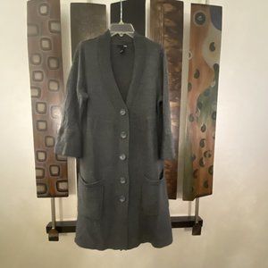 Long Cardigan Sweater dress - Size L - Button Down front with large pockets
